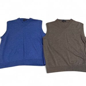 Hart Schaffner Marx V-Neck Sweaters Blue and Brown Bundle